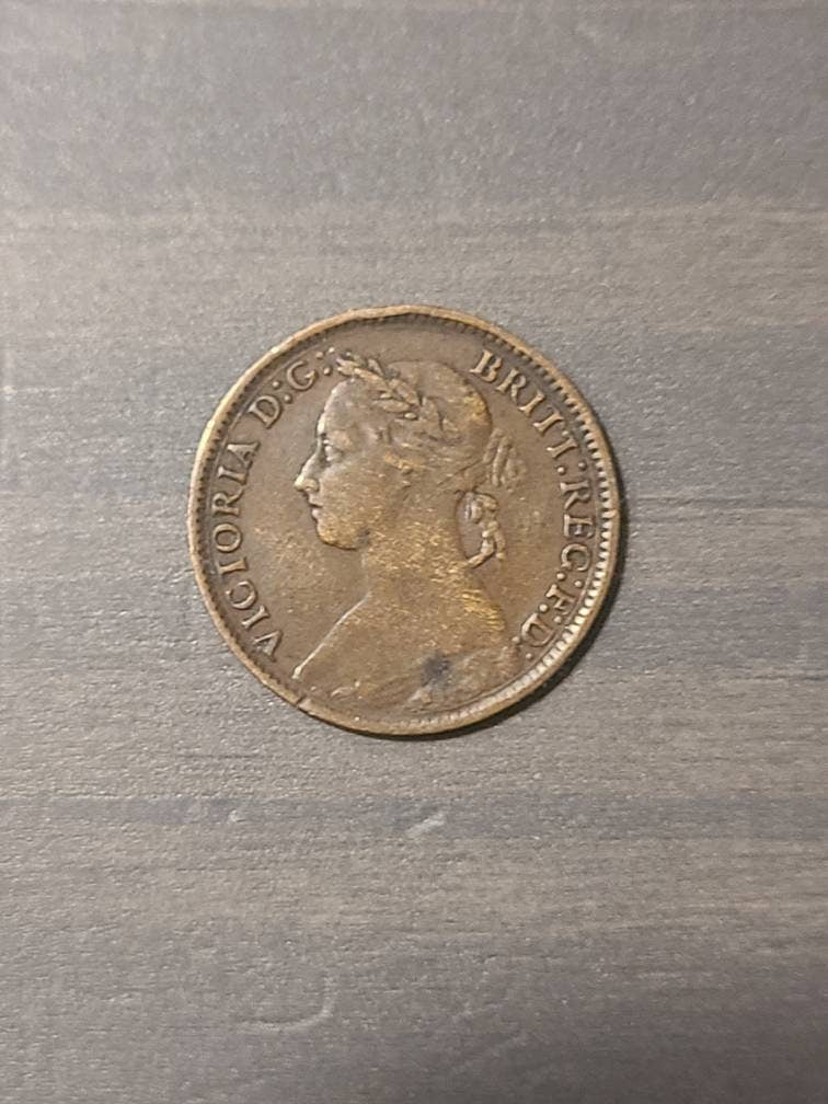 1862 british farthing, lovely foreign copper coin, high grade English antique coin