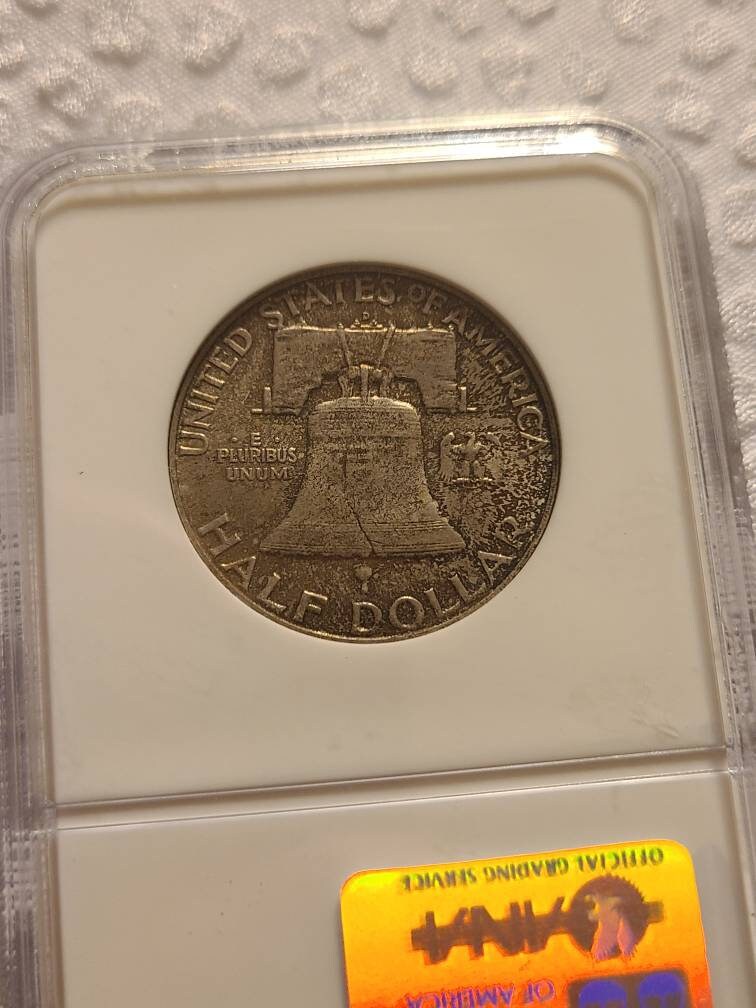 1958d Ben Franklin silver half dollar, ngc graded ms65 gem uncirculated coin, Denver mint issue
