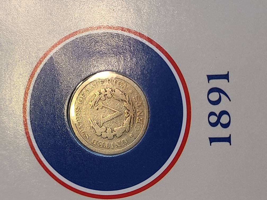 1891 liberty v nickel with postal commemorative card and stamp, the opening of Carnegie hall, coin collecting for him