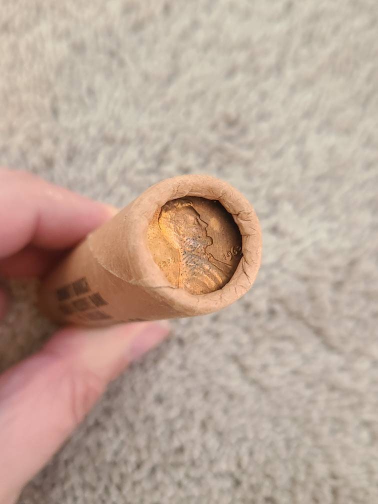 1961p Lincoln penny, original unopened beautiful uncirculated bank roll, bright red original cent, gifts for him, us coin collecting