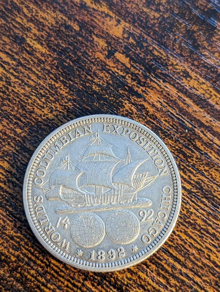 1892 rare columbian half dollar silver commemorative coin random one from collection, antique 90 percent silver