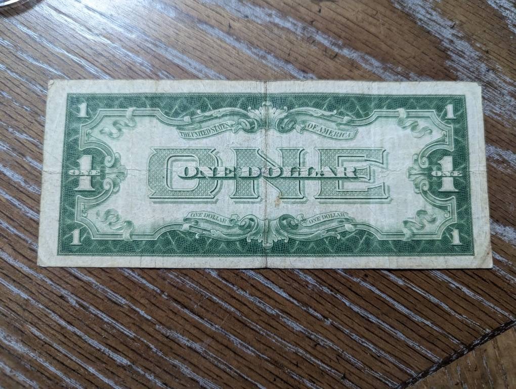 1934 funny back silver certificate note, antique American currency one dollar bill, old us rare money note, gifts for him 2022 holiday