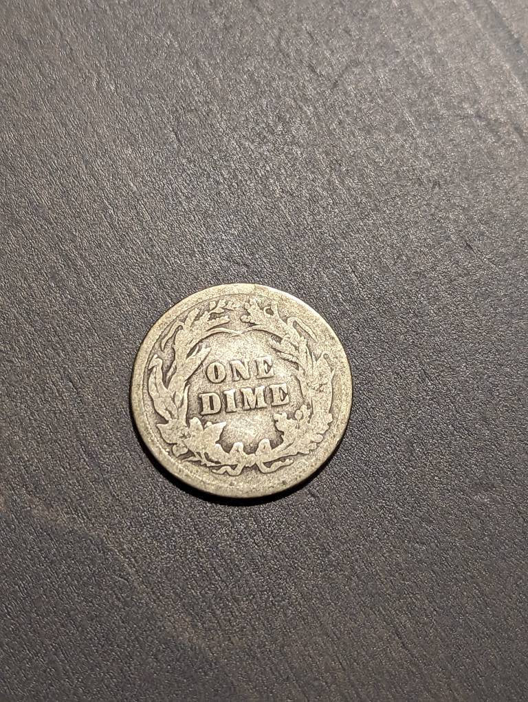 One 1800s barber dime dates 90 percent silver antique Americana barber, only 19th century coins