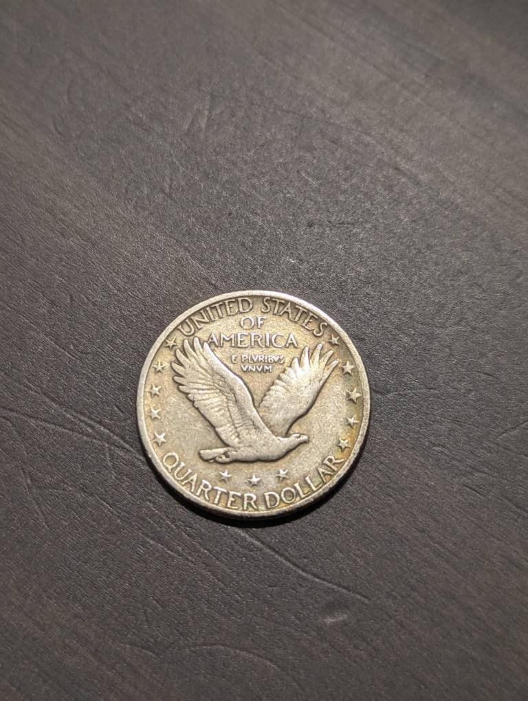 1929 standing liberty quarter, 90% silver, us coin collecting, gifts for him, very attractive