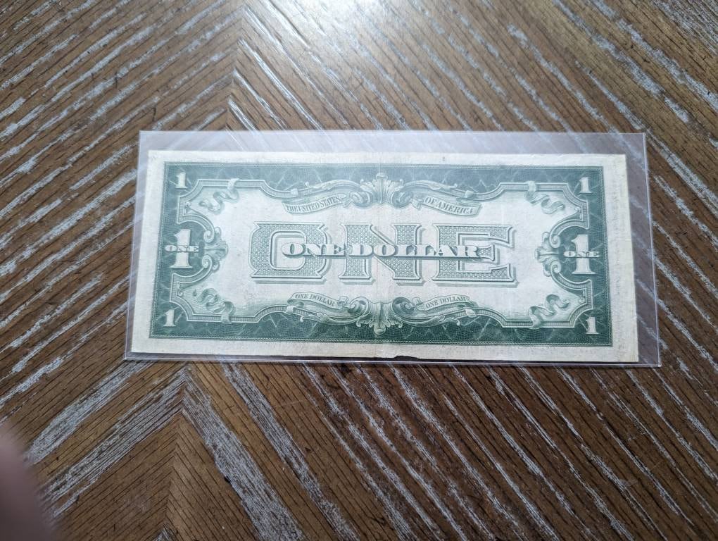 1928 one dollar funny back silver certificate, antique dollar bill, coin collecting beautiful condition
