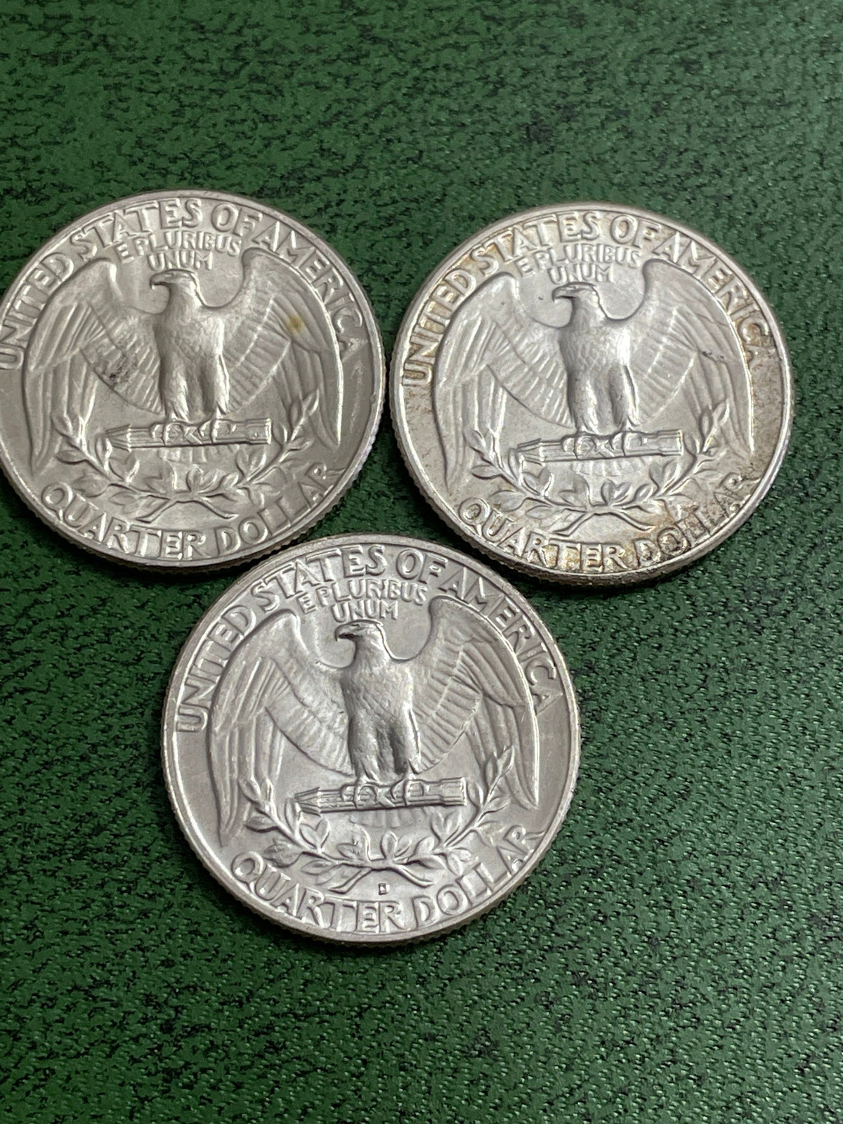 3 silver quarters 1958,1959,1961