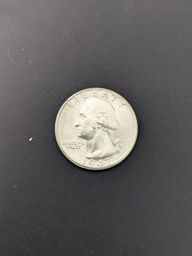 1947d Washington Silver Quarter coin, uncirculated coin with gorgeous mint flair, gifts for him