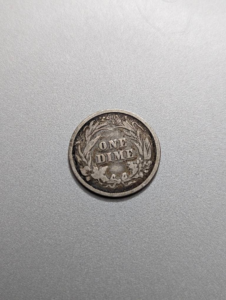 1892 barber silver dime, first year of issue, 1800s antique 90 percent silver coin