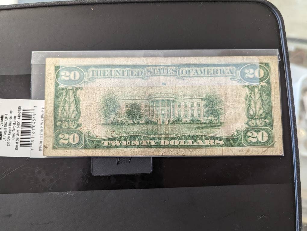 1929 20 dollar antique bill, federal reserve note, redemption certificate bill, Philadelphia Pennsylvania bank