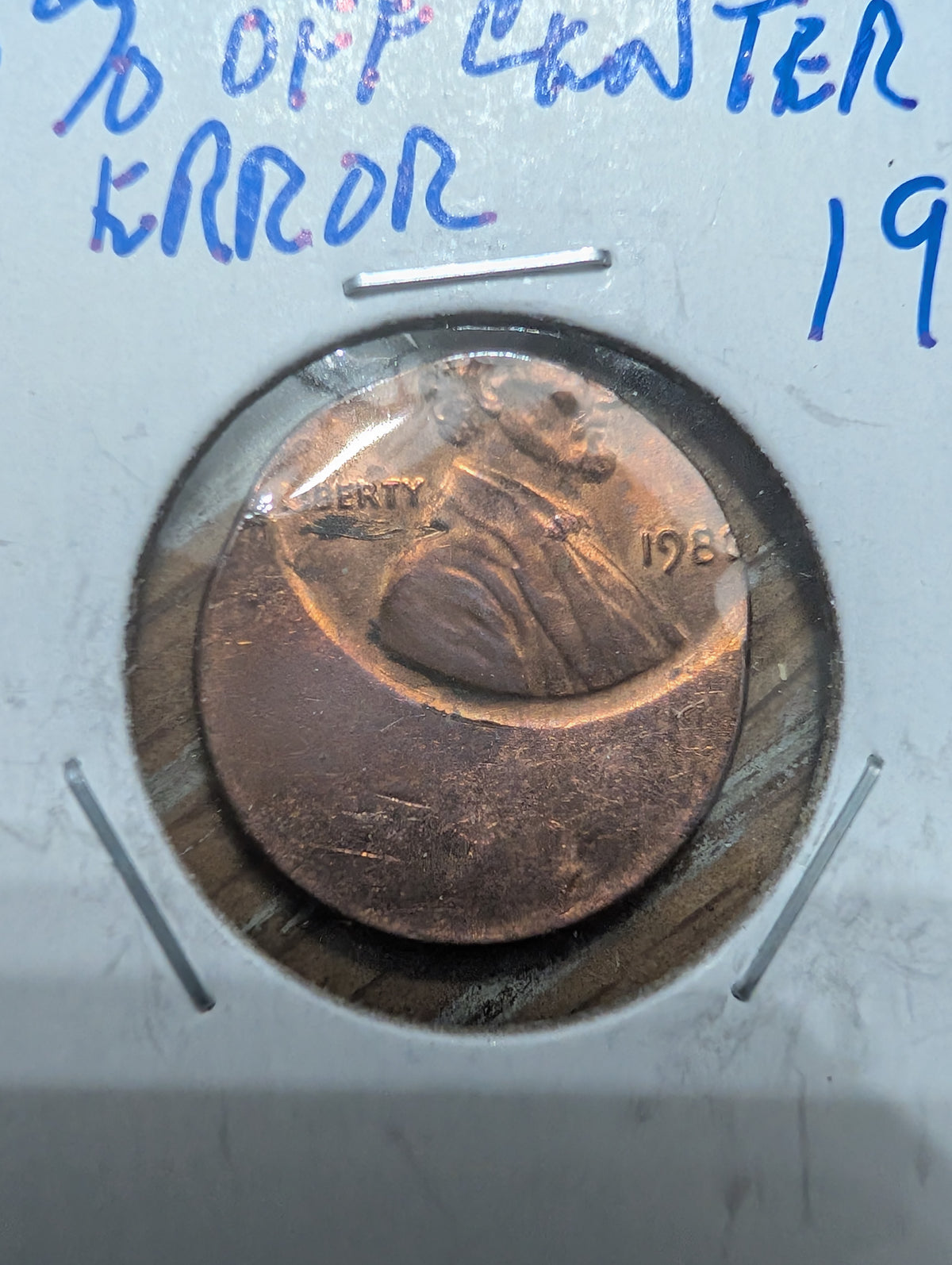 Off center Lincoln cent 1980 mint error coin