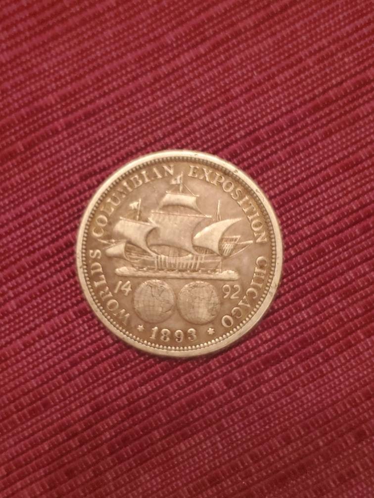 1893 columbian half dollar silver commemorative coin random one from collection