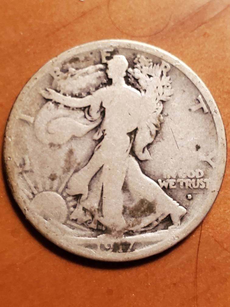 1917d obverse key date walking liberty silver half dollar