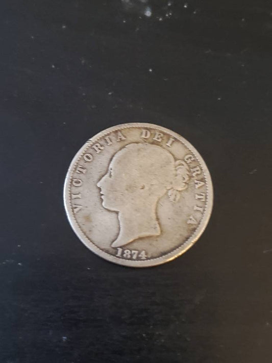 1874 queen Victoria large silver coin uk foreign money