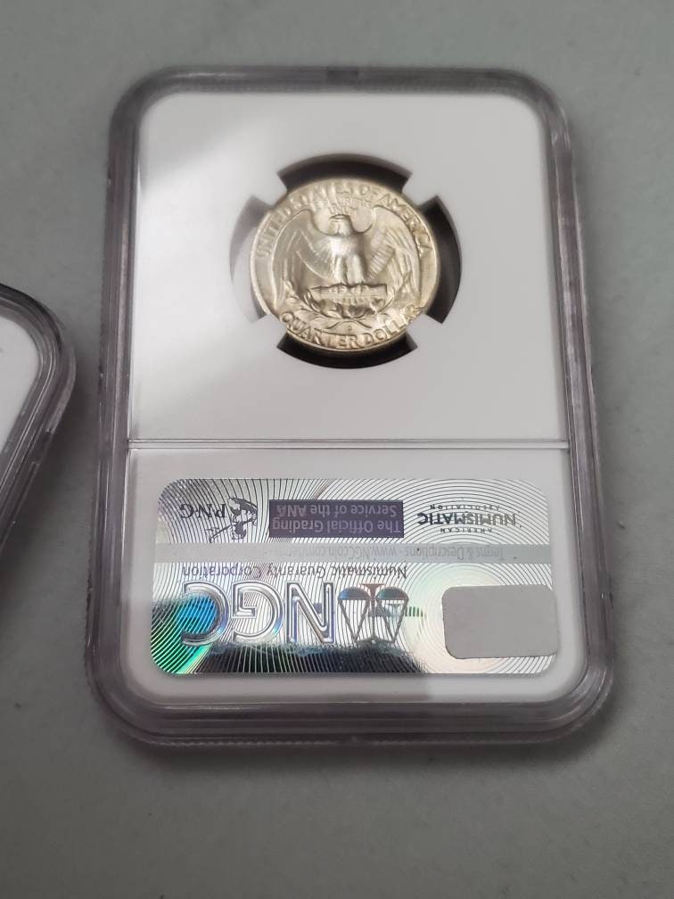 1947d ngc graded mint state details early silver Washington quarter