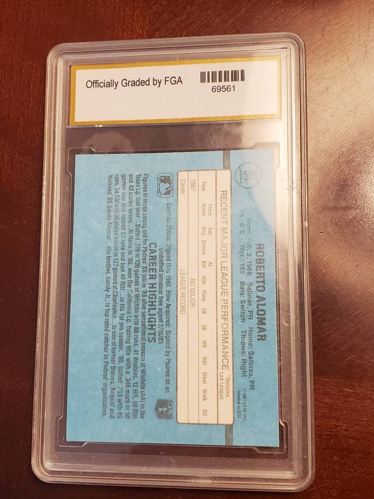 Roberto Alomar rookie baseball card 1988 donruss