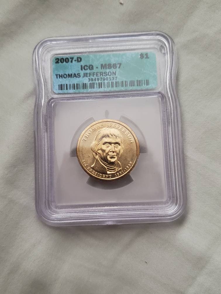 Graded presidential dollar denver mint vintage dollar coin ms67 icg