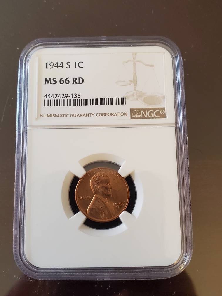 1944s wheat cent better date gem mint state ngc ms66 red graded coin