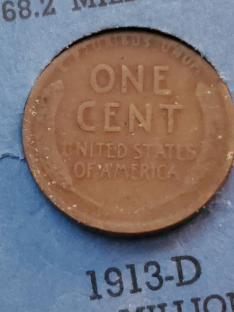 1913d denver mint wheat cent antique copper penny