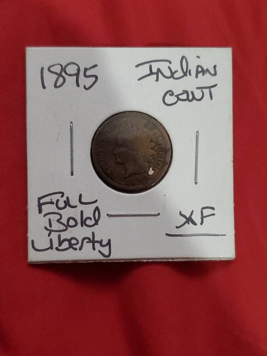 1895 Indian cent 1800s antique full liberty coin with necklace