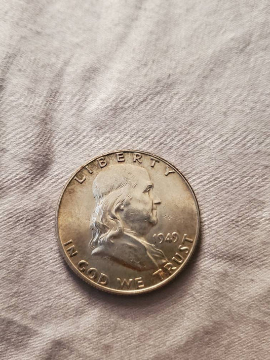 1949 Ben Franklin silver half dollar high grade early second year date