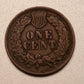 1800s dated Indian head penny vg or better copper coin, us coin collecting, gifts for him, antique american  cent upcycled craft options