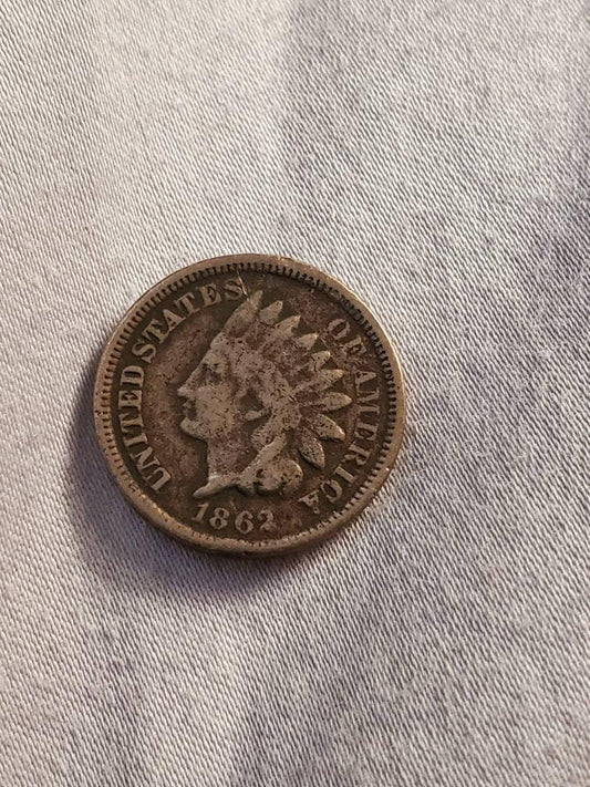 1862 civil war era Indian head cent penny copper coin