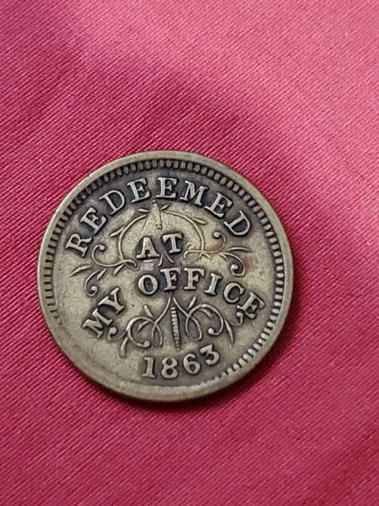 1863 civil war store token copper cent rare antique cwt