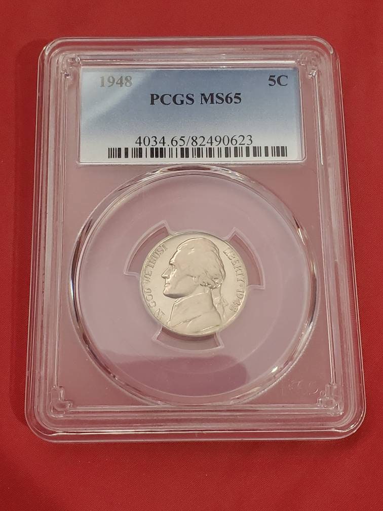 1948 Jefferson nickel ms65 gem graded ms65 by pcgs