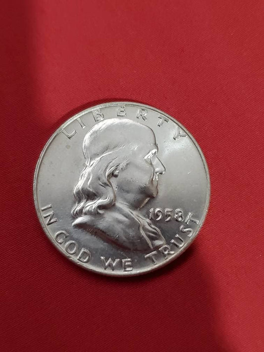 1958d original rolled franklin half dollar beautiful uncirculated