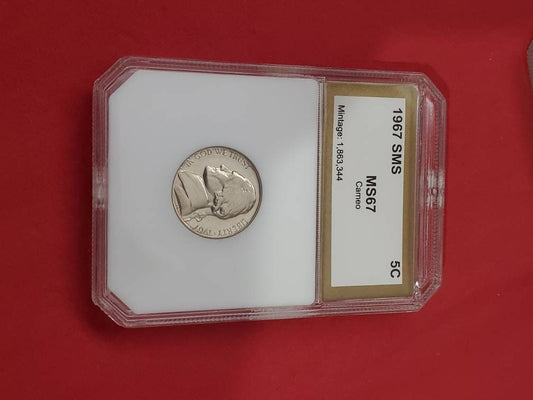 1967 special mint set graded ms67cameo nickel rare this nice pci old holder