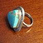 Sterling silver pawn ring turquoise precious green stone jewelry mothers day