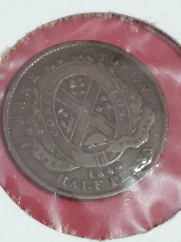1844 large cent Canada bank token Bank of Montreal very fine to extra fine chocolate brown