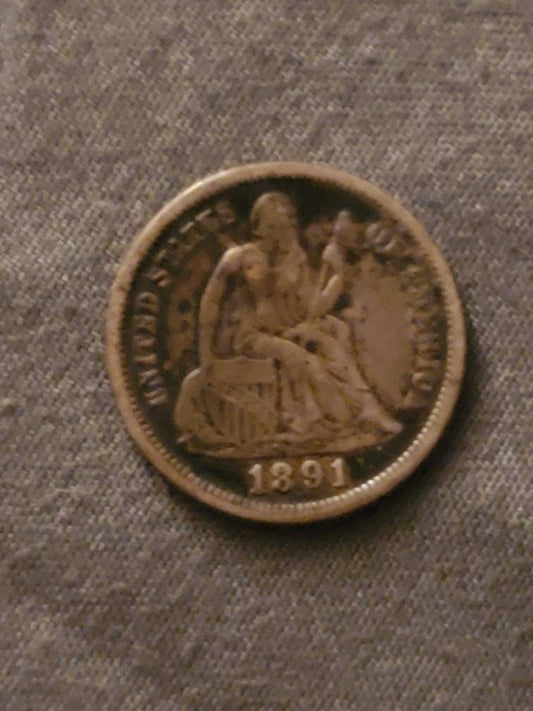 1891 very fine seated liberty dime