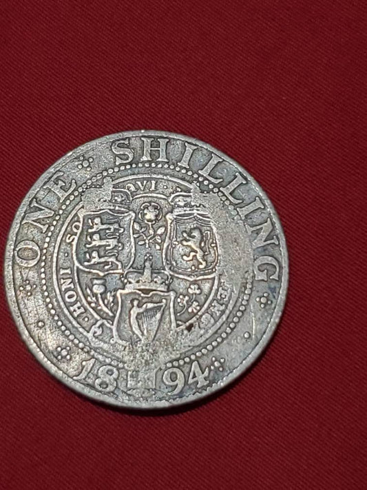 1894 silver UK great Britain queen. Victoria shilling