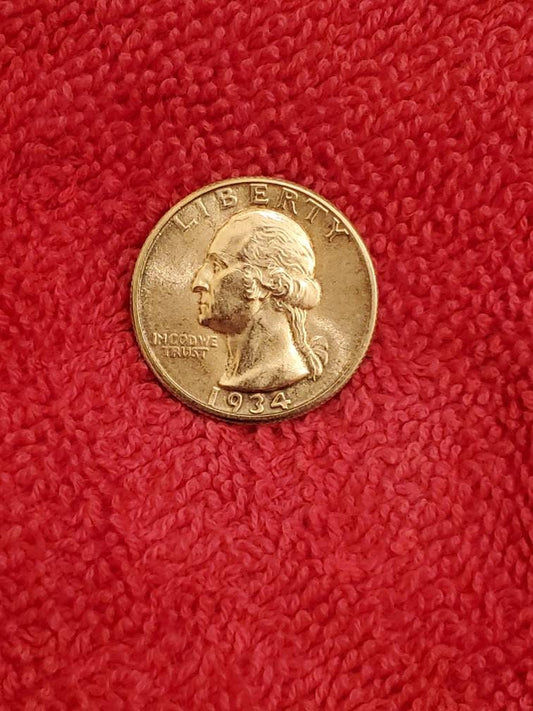 1934 silver quarter mint state toned ms63 or ms64 Washington head 25 cent piece