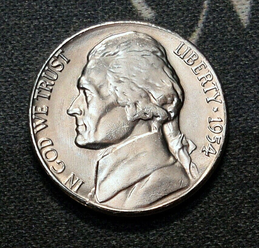 1954s Beautiful uncirculated  nickel from a small group, semi key date in high grade