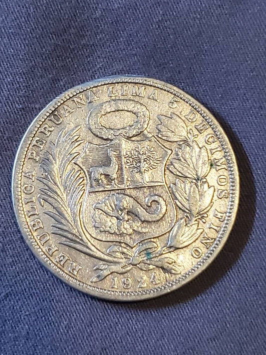 1924 peru sol large silver dollar sized coin