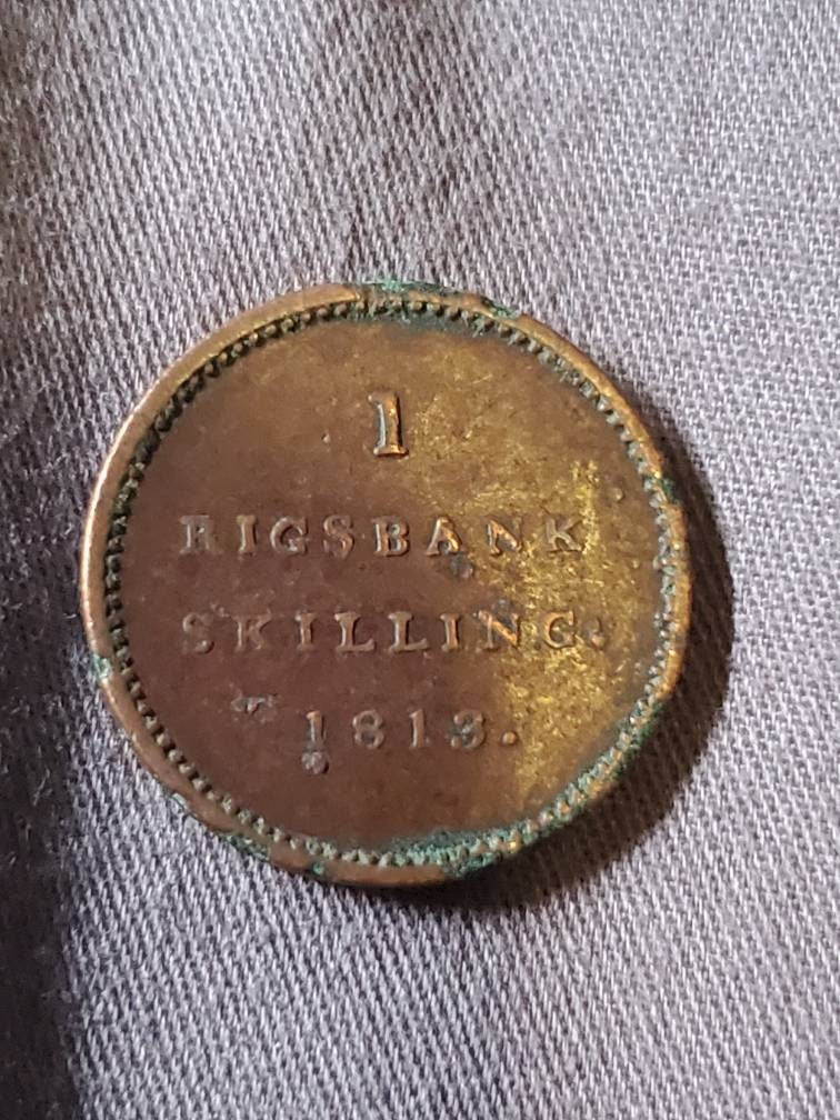1816 Sweden one skilling copper coin nice detail
