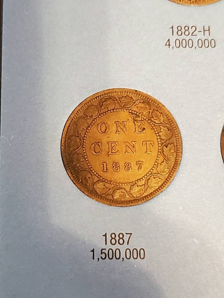 1887 low mintage Canada queen Victoria large cent