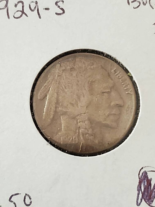 1929s buffalo nickel better date almost uncirculated full horn coin