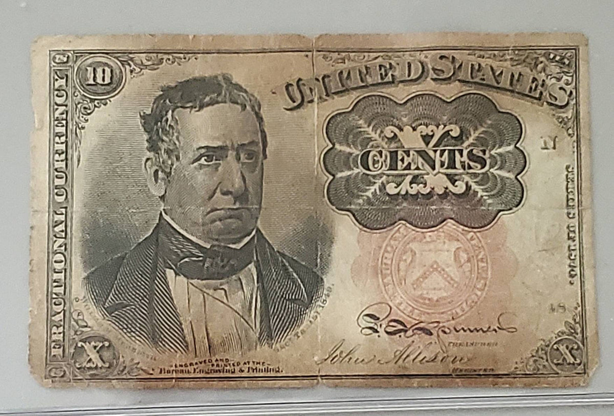 1800s civil war era fractional currency 10 cent note