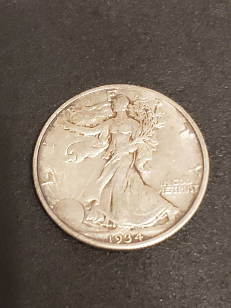 1934 walking liberty half dollar earlier date au + coin