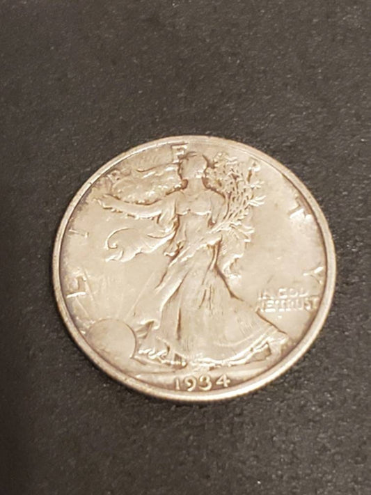 1934 walking liberty half dollar earlier date au + coin