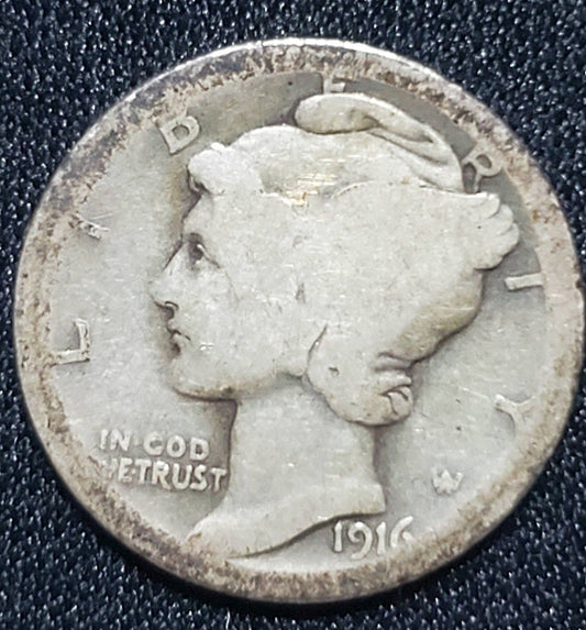 1916 first year mercury dime silver coin