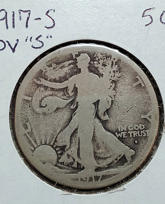 1917s obverse mintmark rare silver waking liberty half dollar