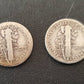 2x two Mercury silver dime pair of two from only early 1920s and teens dates,  two 90 percent silver dimes coin  gifts for him