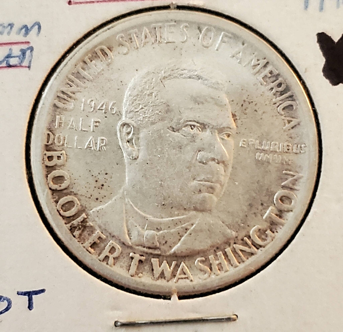 1946d booker t Washington silver commemorative half dollar coin