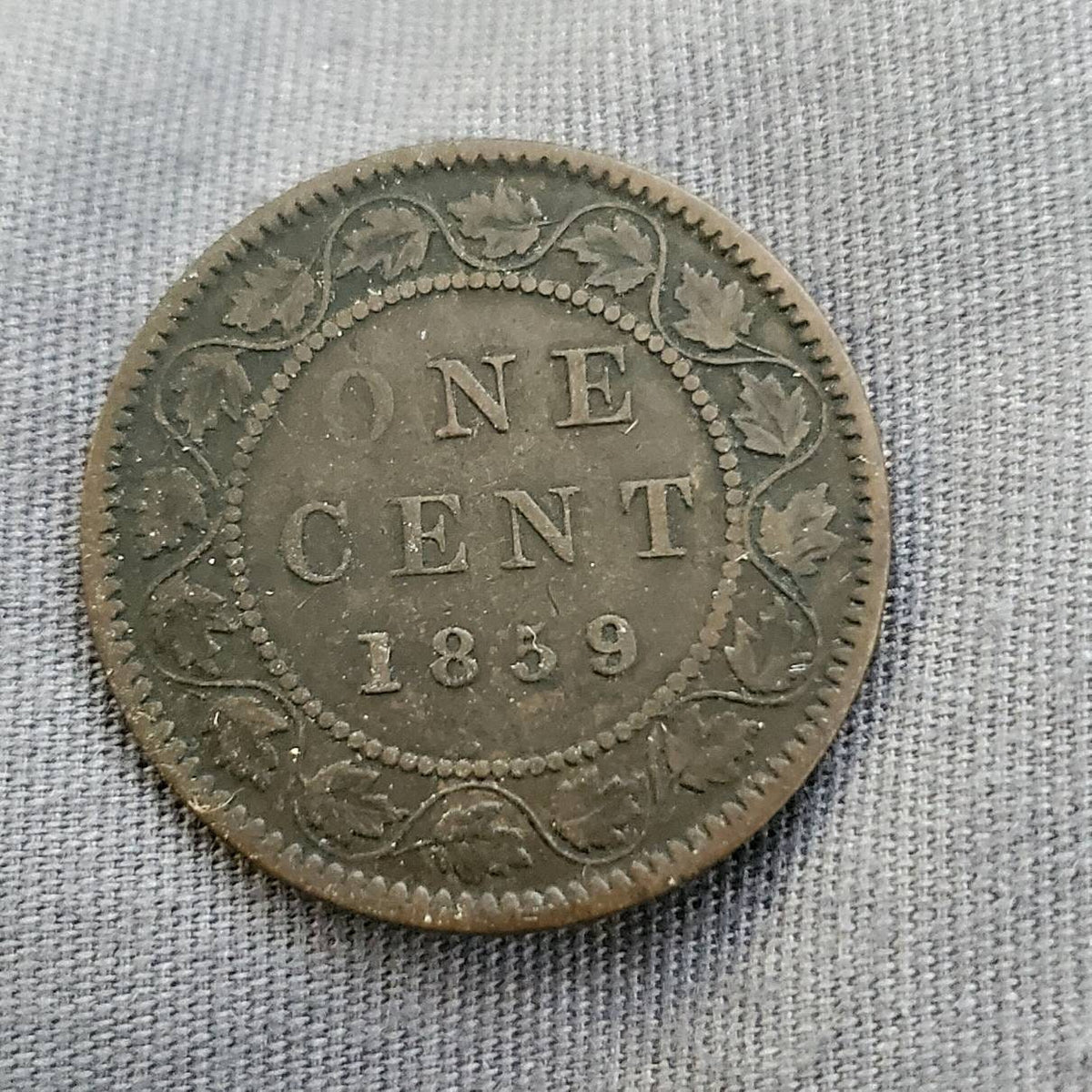 1859 large cent Canadian rare copper coin