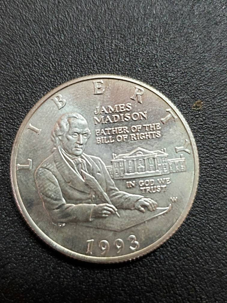1993 James Madison commemorative silver half dollar coin