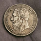 1873 Belgium 5 francs large silver coin European antique
